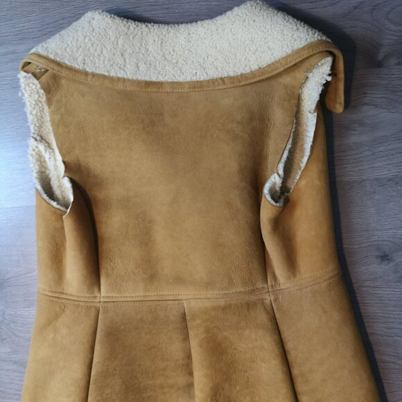 Y2K Vintage Sheepskin Shearling Sleeveless Waist Coat Vest - Picture 7 of 14